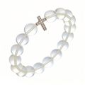 Natural Clear Quartz Crystal Stretch Bracelet | Diamond Cross Charm(10mm, ONE SIZE)