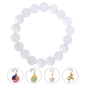 Natural Rose Quartz Crystal Stretch Bracelet | Interchangeable Rotatable Charms (10mm, ONE SIZE)