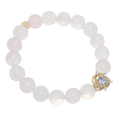 Natural Rose Quartz Crystal Stretch Bracelet | Double Sweet Heart Charms (10mm, ONE SIZE)