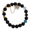 Natural Obsidian Garden Charm Stretch Bracelet (10mm, ONE SIZE)