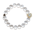 Natural Clear Quartz Crystal Stretch Bracelet | Double Sweet Heart Charms (10mm, ONE SIZE)