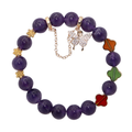 Natural Amethyst Garden Charm Stretch Bracelet (10mm, ONE SIZE)