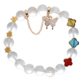 Natural Clear Quartz Garden Charm Stretch Bracelet (10mm, ONE SIZE)