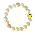 Natural Citrine Crystal Stretch Bracelet | Smiley Face Charm (10mm, ONE SIZE)
