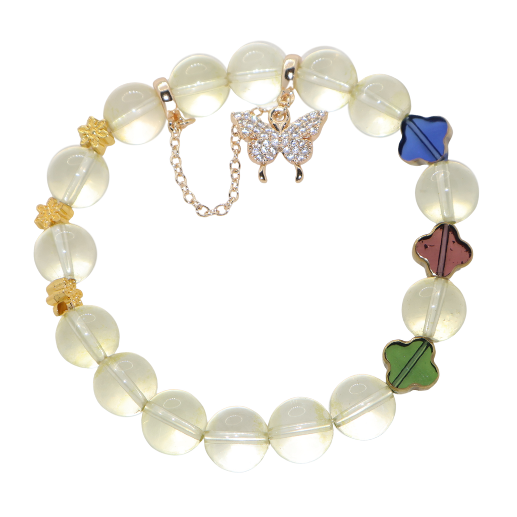 Natural Citrine Garden Charm Stretch Bracelet (10mm, ONE SIZE)