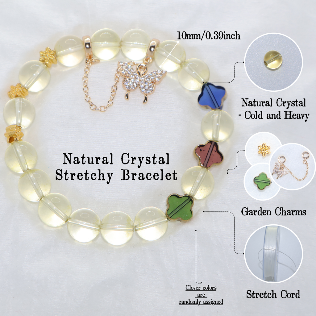 Natural Citrine Garden Charm Stretch Bracelet (10mm, ONE SIZE)