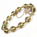Luxe Citrine Charm Stretch Bracelet (10mm, ONE SIZE) | Crown + Cross + Butterfly