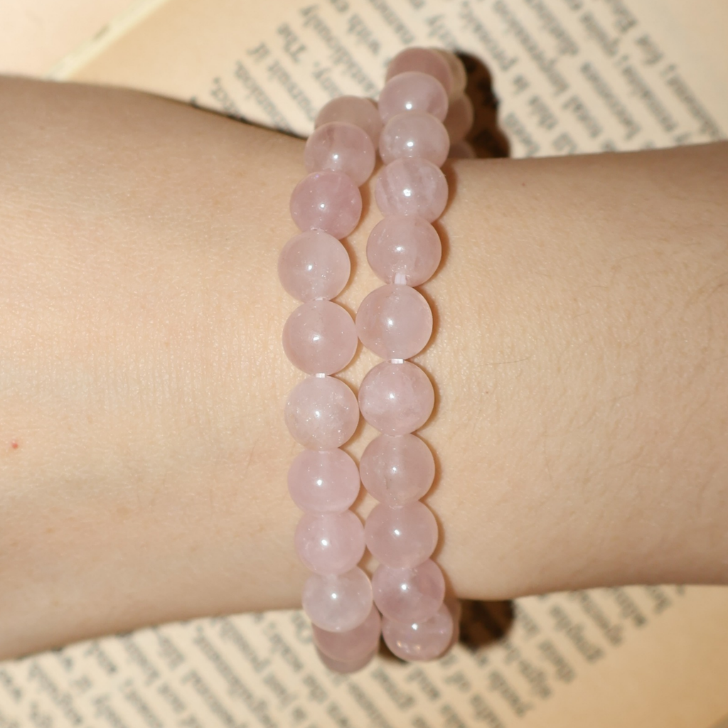 Natural Rose Quartz Double-Layer Stretch Bracelet (8mm, ONE SIZE)