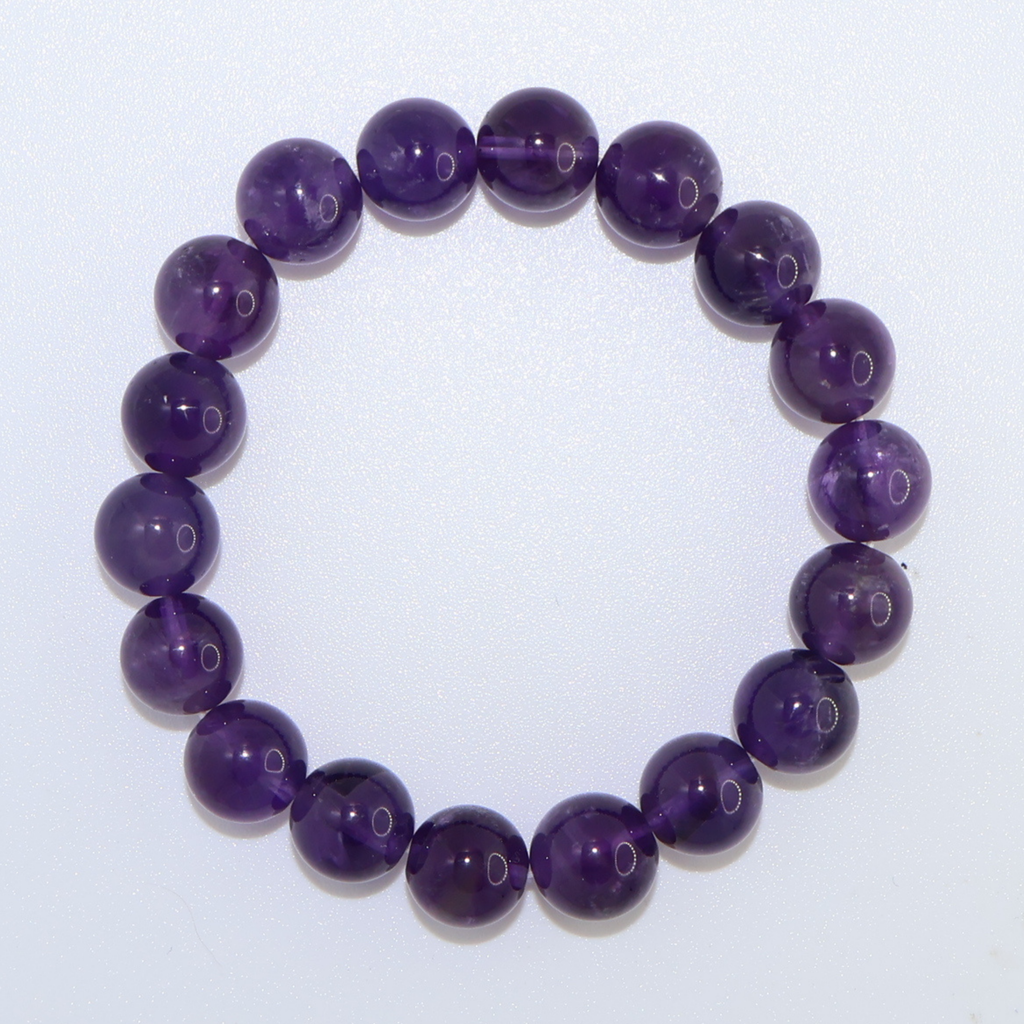 Natural Amethyst Crystal Stretch Bracelet | Interchangeable Rotatable Charms (10mm, ONE SIZE)