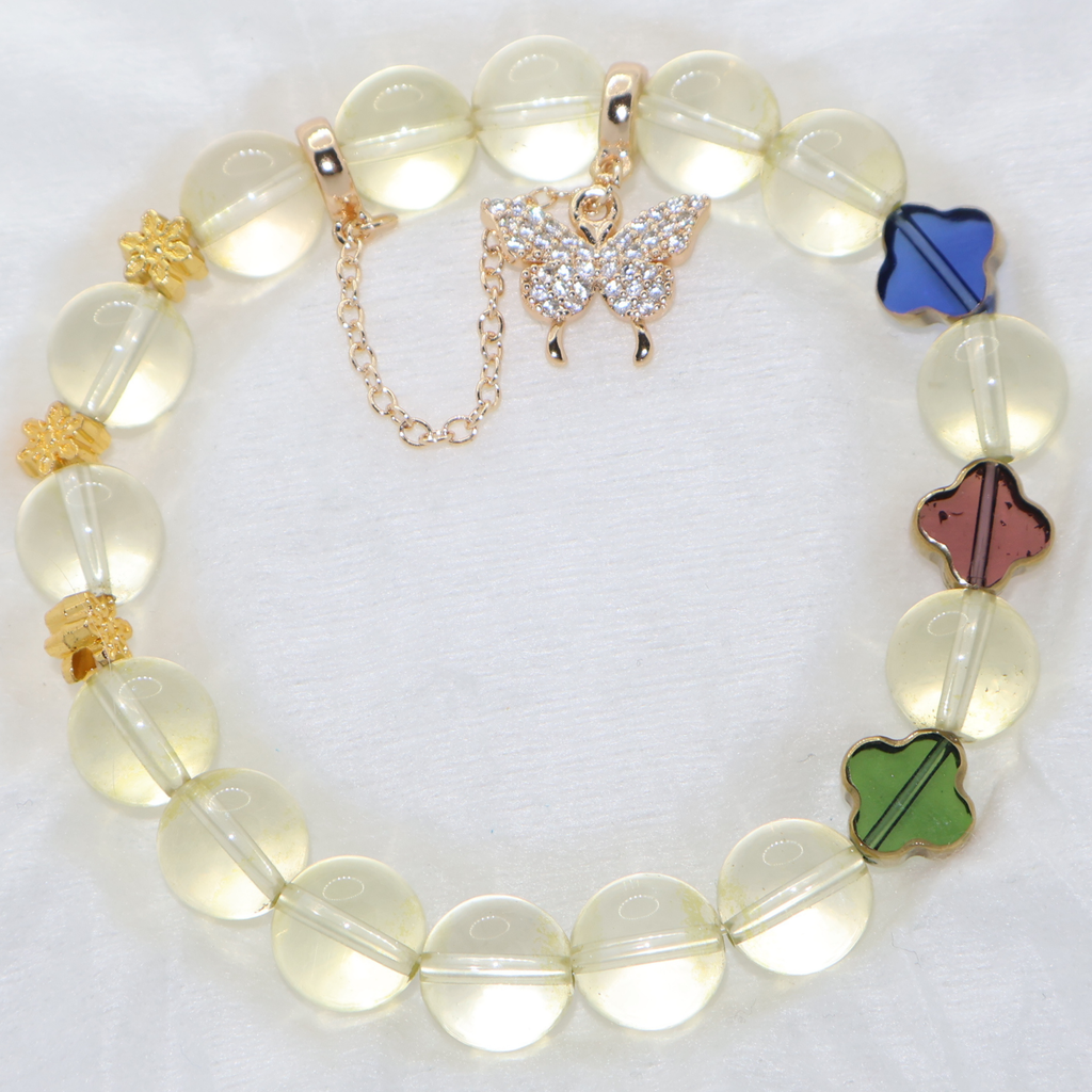 Natural Citrine Garden Charm Stretch Bracelet (10mm, ONE SIZE)