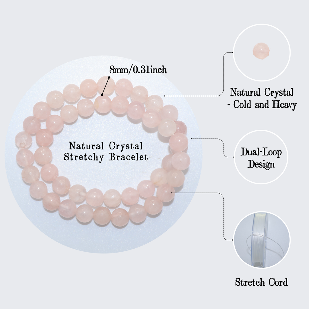 Natural Rose Quartz Double-Layer Stretch Bracelet (8mm, ONE SIZE)