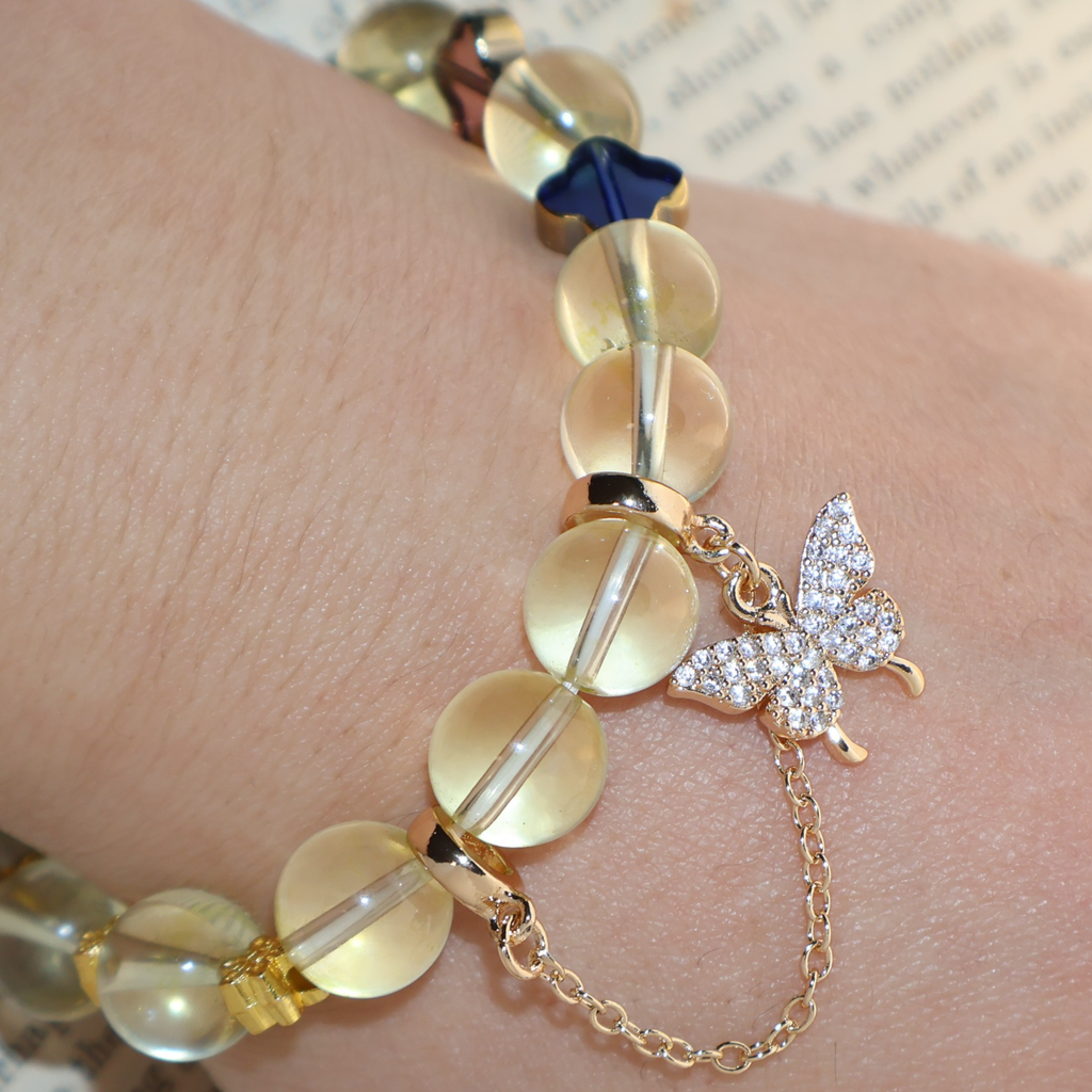 Natural Citrine Garden Charm Stretch Bracelet (10mm, ONE SIZE)