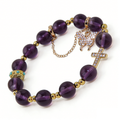 Regal Amethyst Charm Stretch Bracelet (10mm, ONE SIZE) | Crown + Cross + Butterfly
