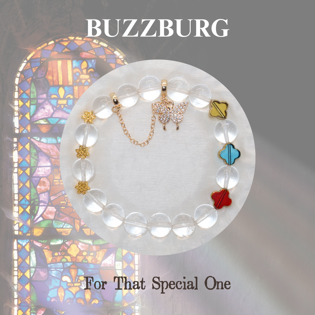 Natural Clear Quartz Garden Charm Stretch Bracelet (10mm, ONE SIZE)