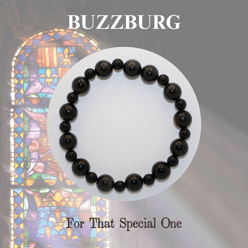 Natural Obsidian Bubble-Like Stretch Bracelet (Mixed 6mm/10mm, ONE SIZE)