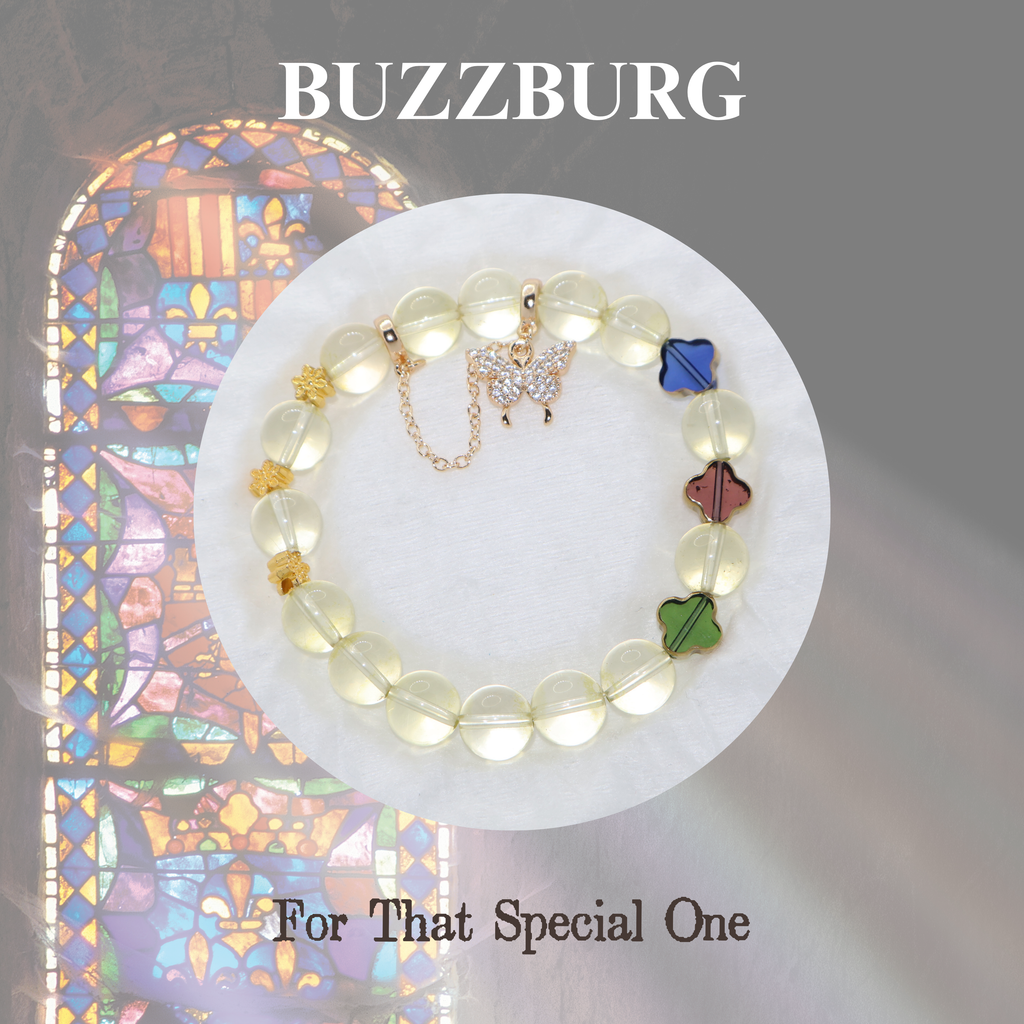 Natural Citrine Garden Charm Stretch Bracelet (10mm, ONE SIZE)