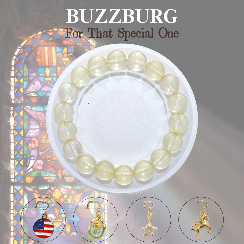Natural Citrine Crystal Stretch Bracelet | Interchangeable Rotatable Charms (10mm, ONE SIZE)