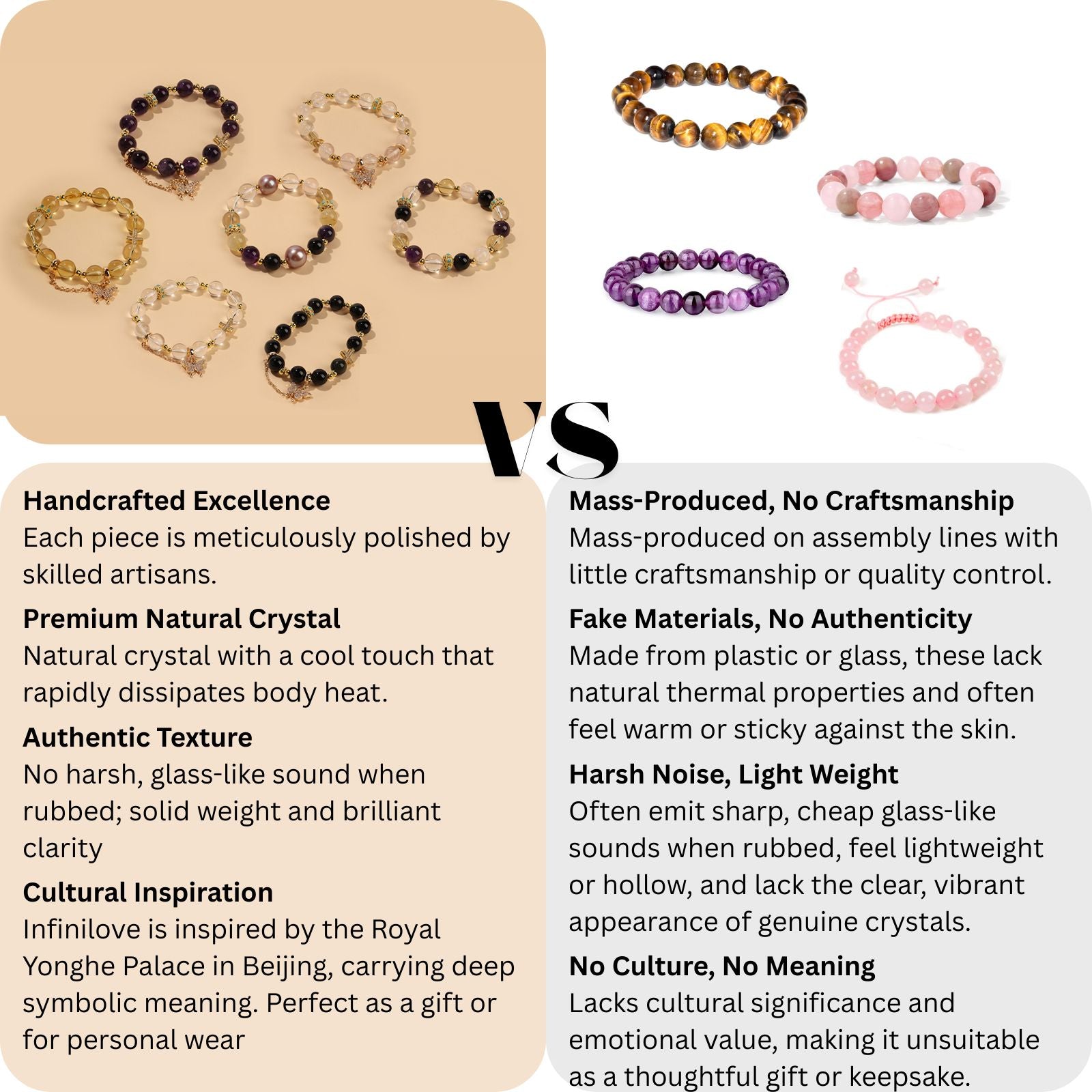 Luxe Citrine Charm Stretch Bracelet (10mm, ONE SIZE) | Crown + Cross + Butterfly